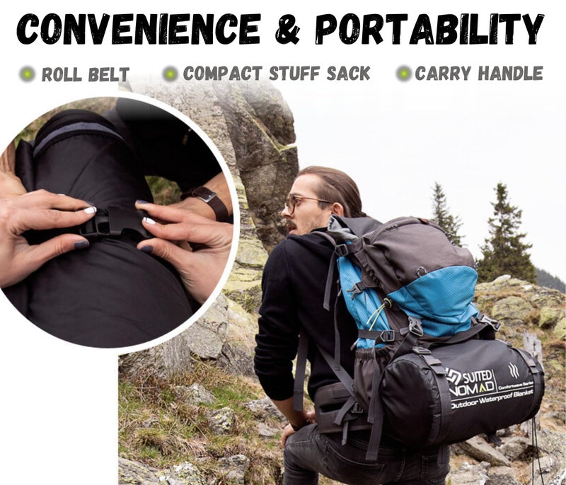 SUITEDNOMAD Large Waterproof Outdoor Stadium Blanket, Windproof and Warm Extra Thick Fleece or Quilted Sherpa, Great for Cold Weather Camping, Picnic, Sports, Festivals - Image 5
